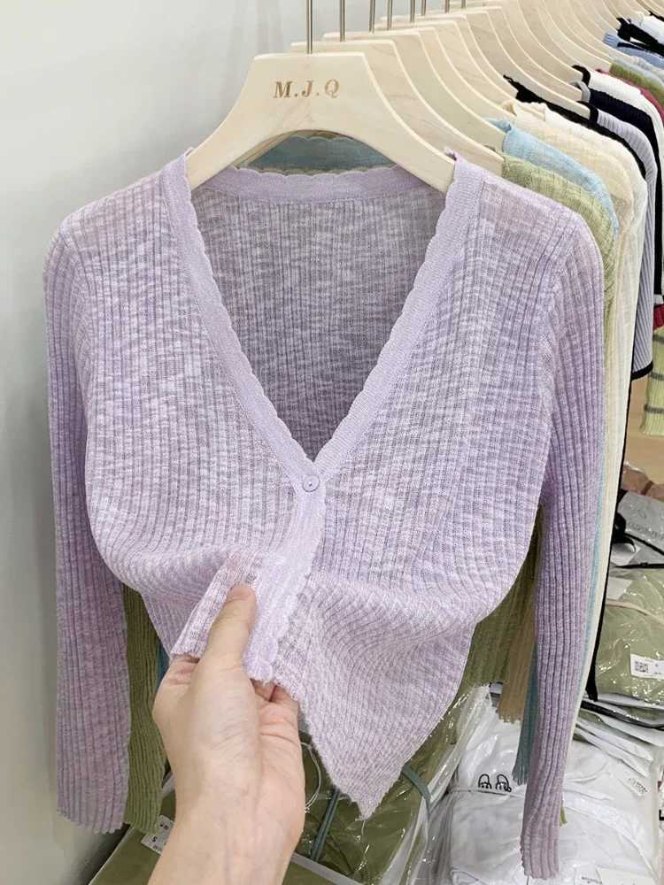 New Short Ice Silk Knitted Sun Protection Cardigan Womens Thin Summer 2025 Skirt Layered Gauze Jacket Air-conditioned Cover Up X250724