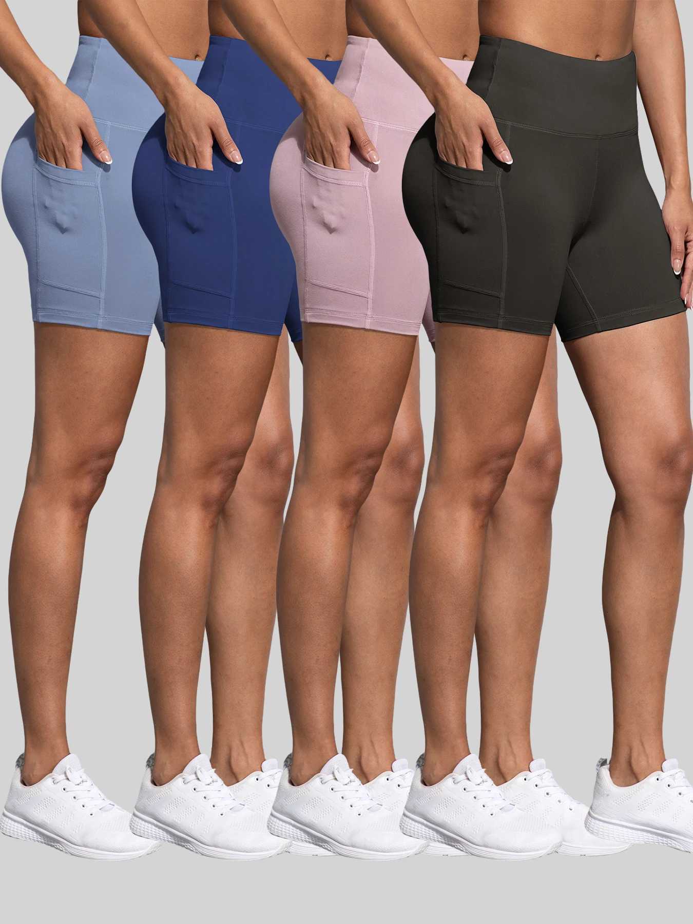 Double Pocket Yoga Shorts for Women Solid Color Butt Lifting Cycling Tight Outdoors Elastic Jogging Shorts Female SportswearXJ250724