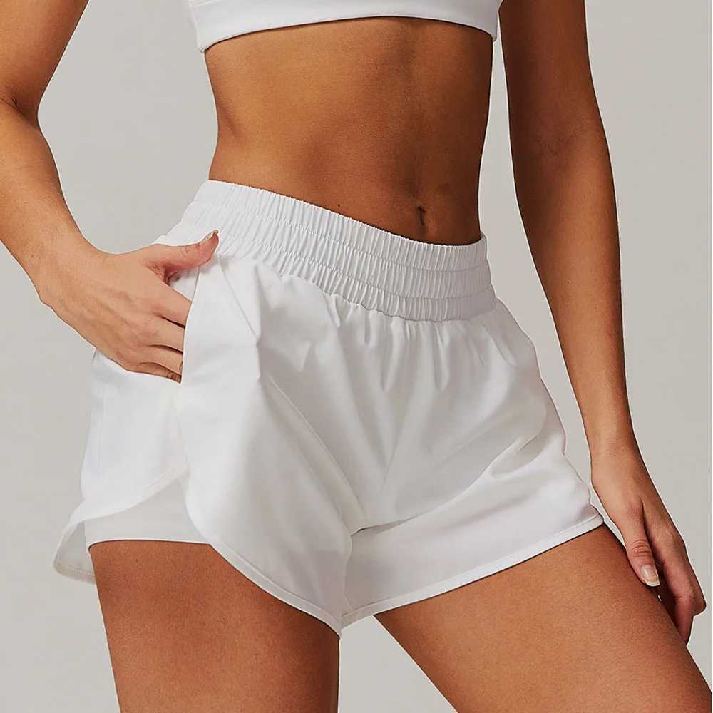 Women Pocket Naked Feel Quick-Dry Yoga Shorts Two Piece Look Butt Lifting Workout Shorts For Running Cycling Fitness Clothes XJ250724