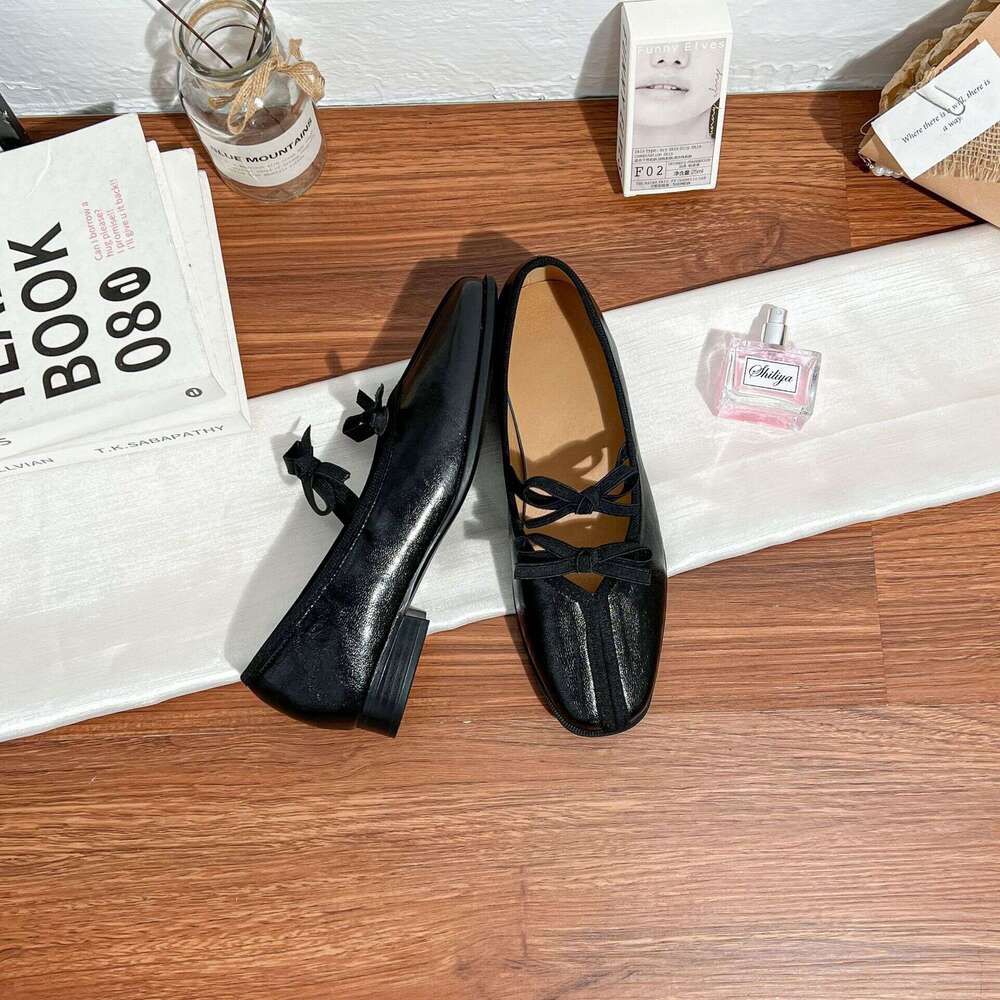 Cowhide Version~French Ballet Shoes for Women, Niche Style, Square Toe Single Shoes, Chunky Heel, Comfortable, Elegant Mary Jane