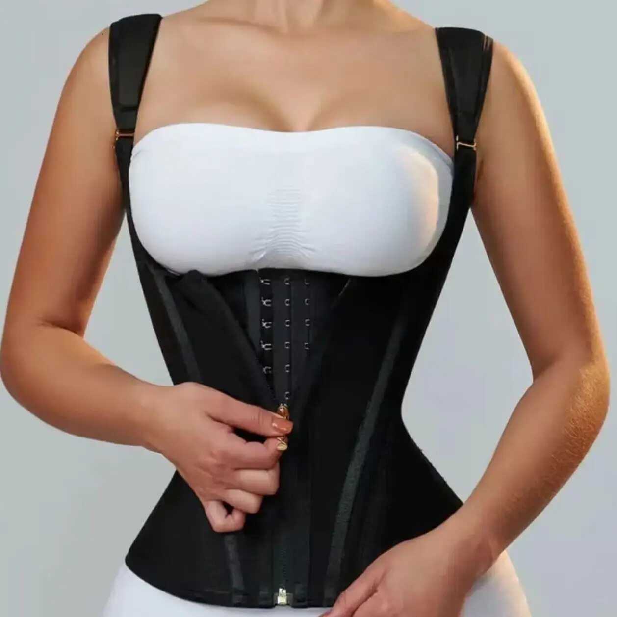 Colombian Shapewear Body Shaper for Women Vest Tops Double Compression Waist Corset Adjustable Zipper and Hook-eye W250724