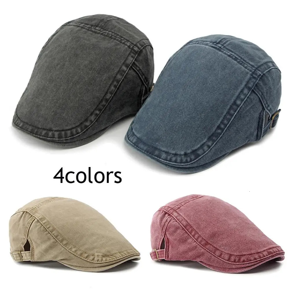 sboy Cap British-style Painters Hat Vintage Cotton Beret Unisex Adjustable Flat Visor Cap Retro Sun Protection Forward Hat 250723