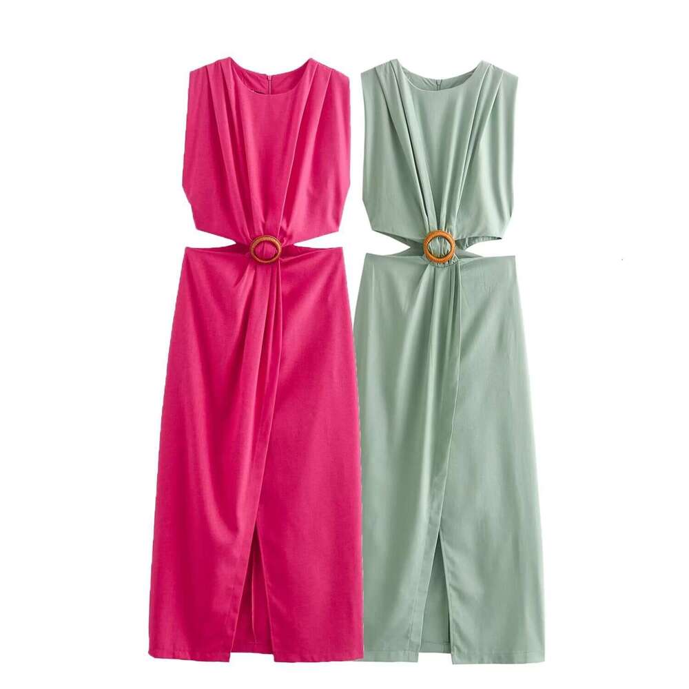 Autumn New Women's Fashion Elegant Open Design Buckle Decorated Dress B5