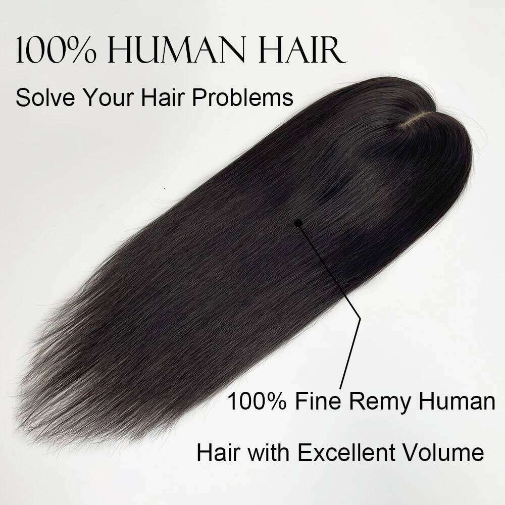 Full Hand Made Virgin Straight For Women Human Topper Hair Piece with Clips