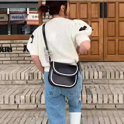 TRAFZA Women's Winter New Street Fashion Bowknot Short Sleeve Solid Color T-Shirt Sweater B5