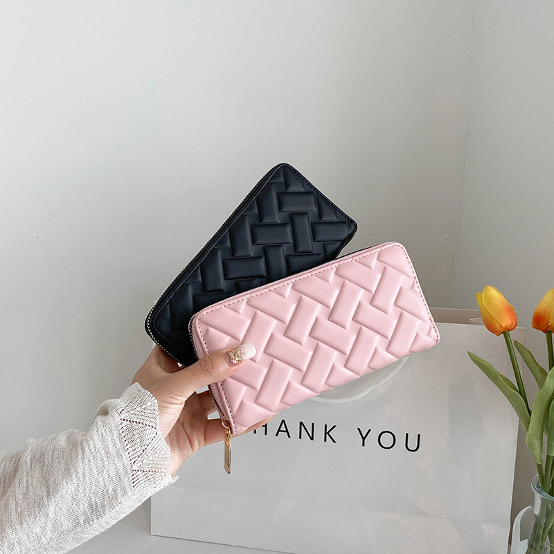 Free Shipping Designer Bag New Foreign Trade Women's Wallet Leather Embossed Casual Handbag Medium Long Wallet Mobile Phone Bag