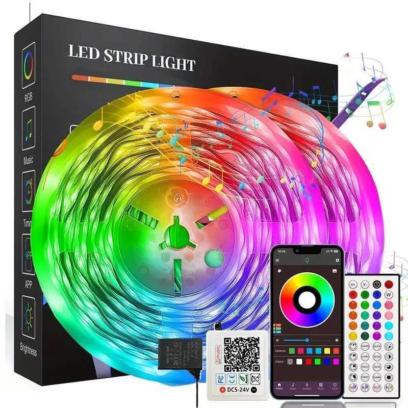 200ft smart LED light strip (2 rolls 100ft) bedroom color-changing RGB light with built-in microphone that can rhythm with music su Z250605