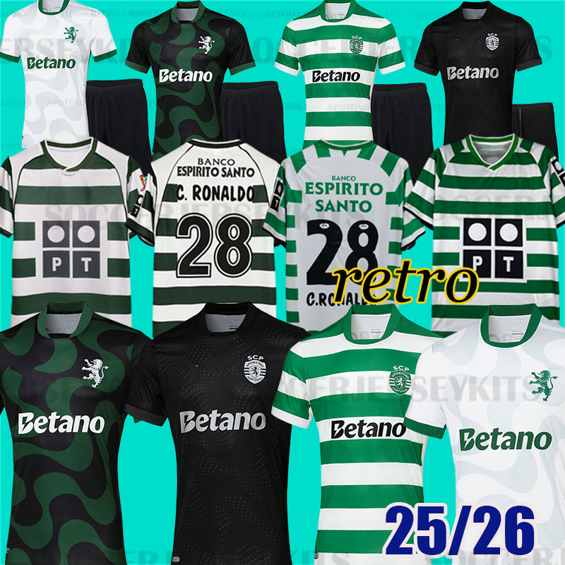 sporting lisboa 25 26 lisbons sporting retro soccer jerseys ronaldo Marius Niculae Pinto 2001 2002 2003 2004 2024 2025 Vintage football C.RONALDO lisbons sporting