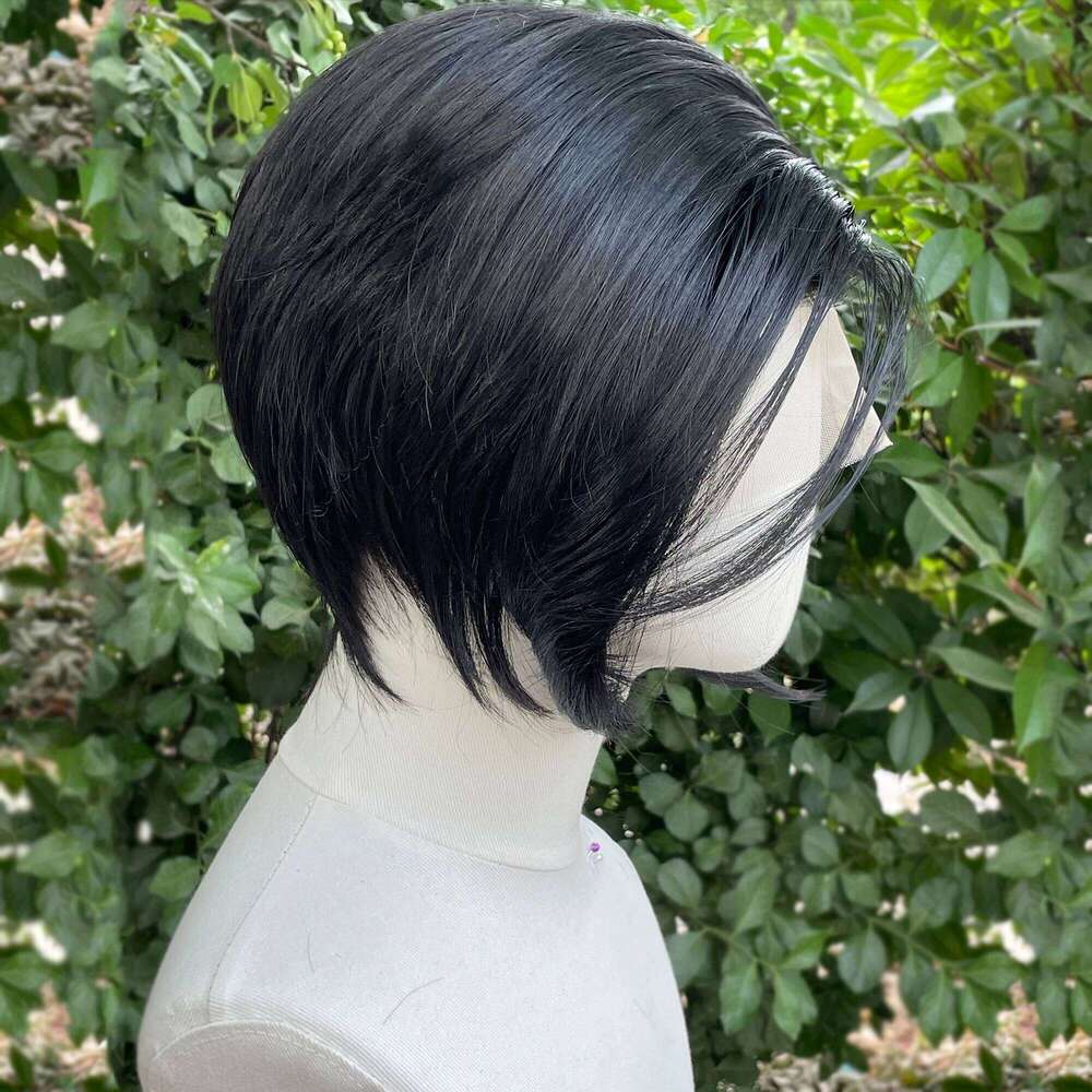 Black Short Bob Cut Synthetic Women Cosplay Wig Human Hair For Men Natural Hairline Glueless Lace Front Wigs