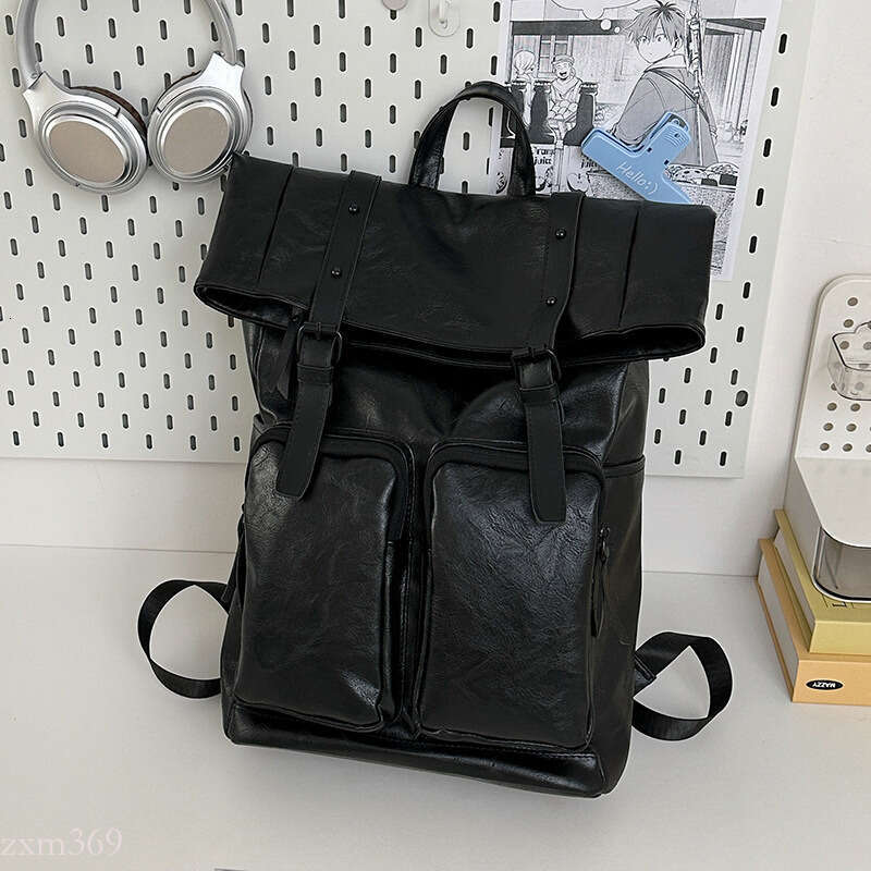 High-end PU Leather Backpack Men, New Trendy Brand, Large Capacity Travel Backpack, Casual Student School Bag, Laptop Bag for Women