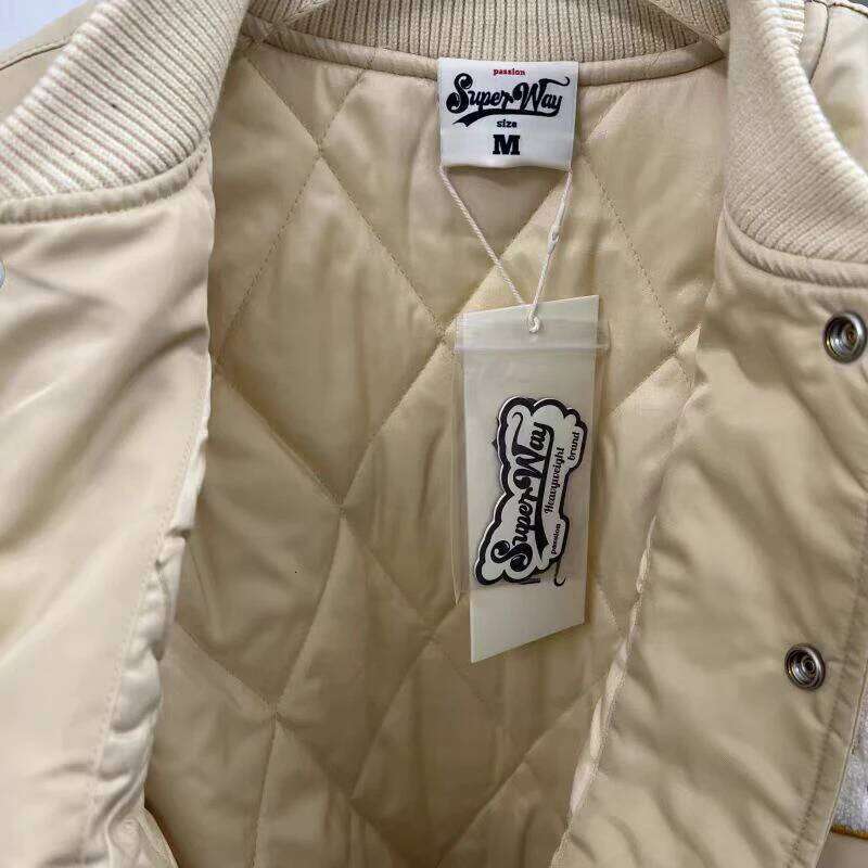 Women's Wear Stock Vintage Embroidery Letter Baseball Uniform Color Contrast Couple Fallow Loose Stand Collar Jacket Super Way Warm Overcoat