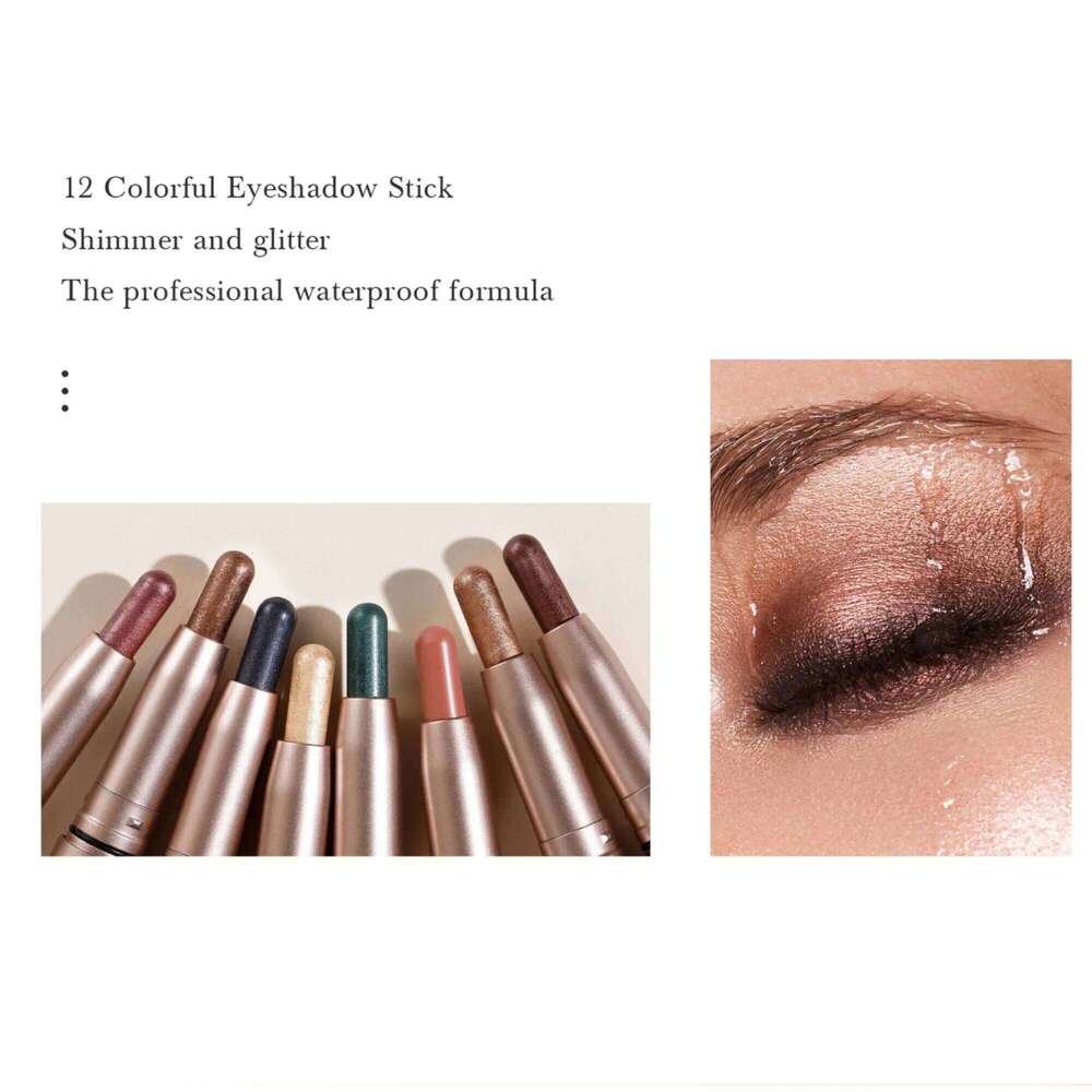 12PCS Eye Shadow Stick Pearlesent Silkworm Double Head Glitter Shimmer Matte Eyeshadow Pencil Set Waterproof Highlighter Makeup X2507