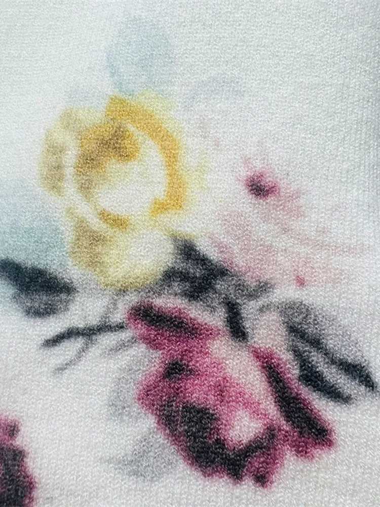 Print Flower Cardigan Women Long Sleeve Top Loose Chic Korean Sweater Spring Autumn Streetwear Knitted Female Cardigans C-318 X250724