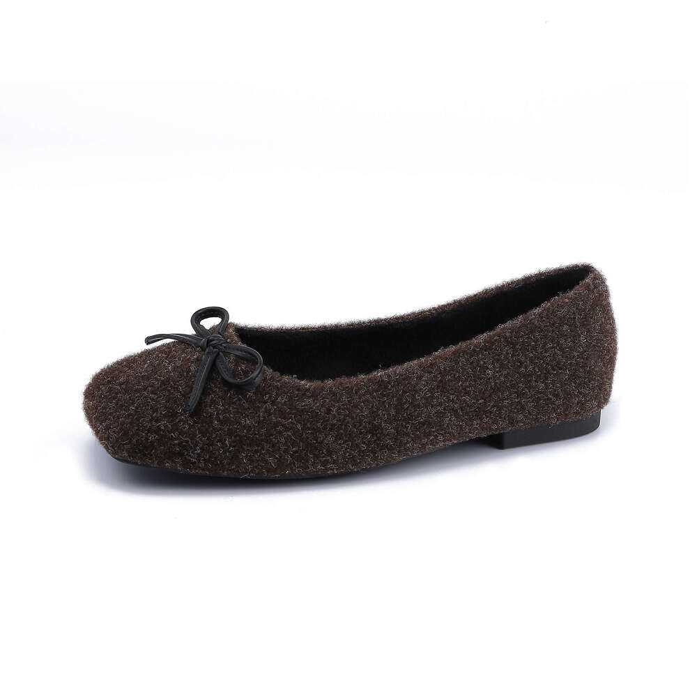 Designer Spring New Bowknot Square Toe Shallow Mouth Single 2025 Korean Version Soft Surface Flat Casual Shoes for Women