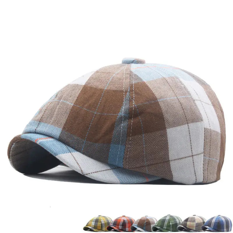 Four Seasons Polyester Stripe Print sboy Caps Flat ed Cap Men and Women Painter Beret Hats 125 250723