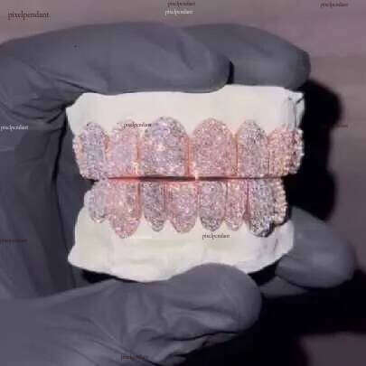 Hiphop Jewelry Dia For Teeth Sterg Sier Iced Out Custom Bust Down Moissanite Grillz