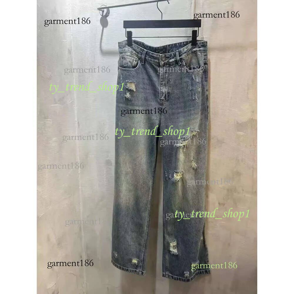 Designer Denim Trousers Loose Fit Straight Leg Trousers Multi-Pocket Crafted Splicing washed men's and women's couple pants 175