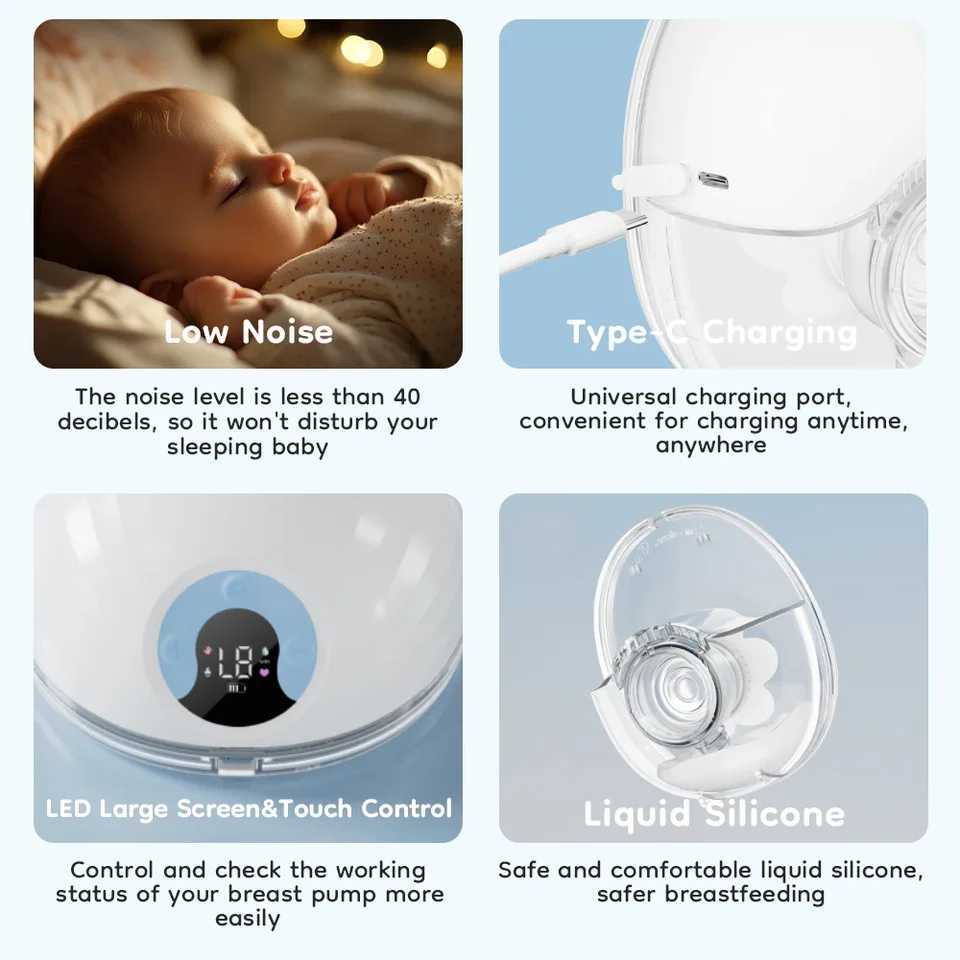 2pcs Portable Wearable Breast Pump Hands Free Electric Breast Pump with LED Screen for Breastfeeding 4 Modes 36 Levels Low Noise X250724