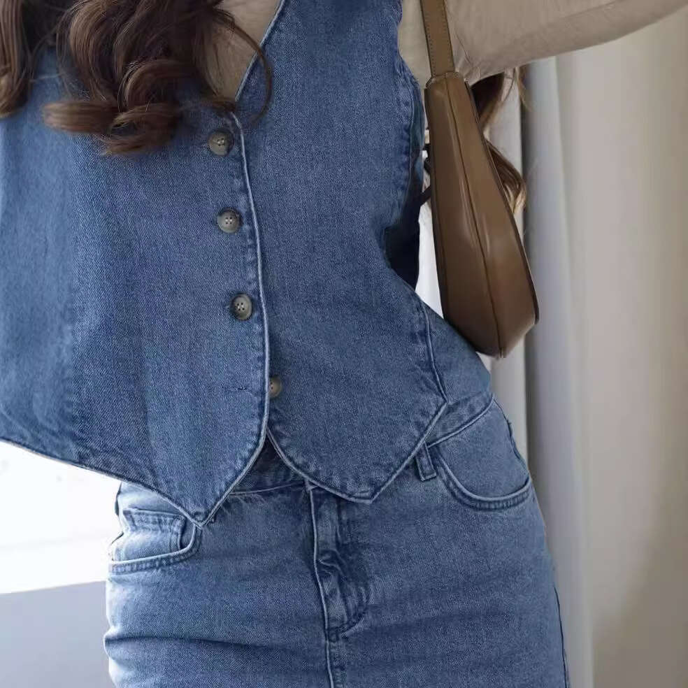 Trafzay2k Summer New Women's Denim Vest B5
