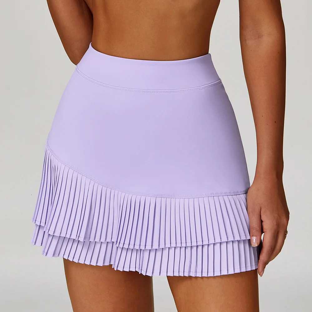 High Waisted Sports Short Skirt Womens Fitness Yoga Quick Drying Tennis Skirt Summer New Cool and Anti-Glare Lined Shorts XJ250724