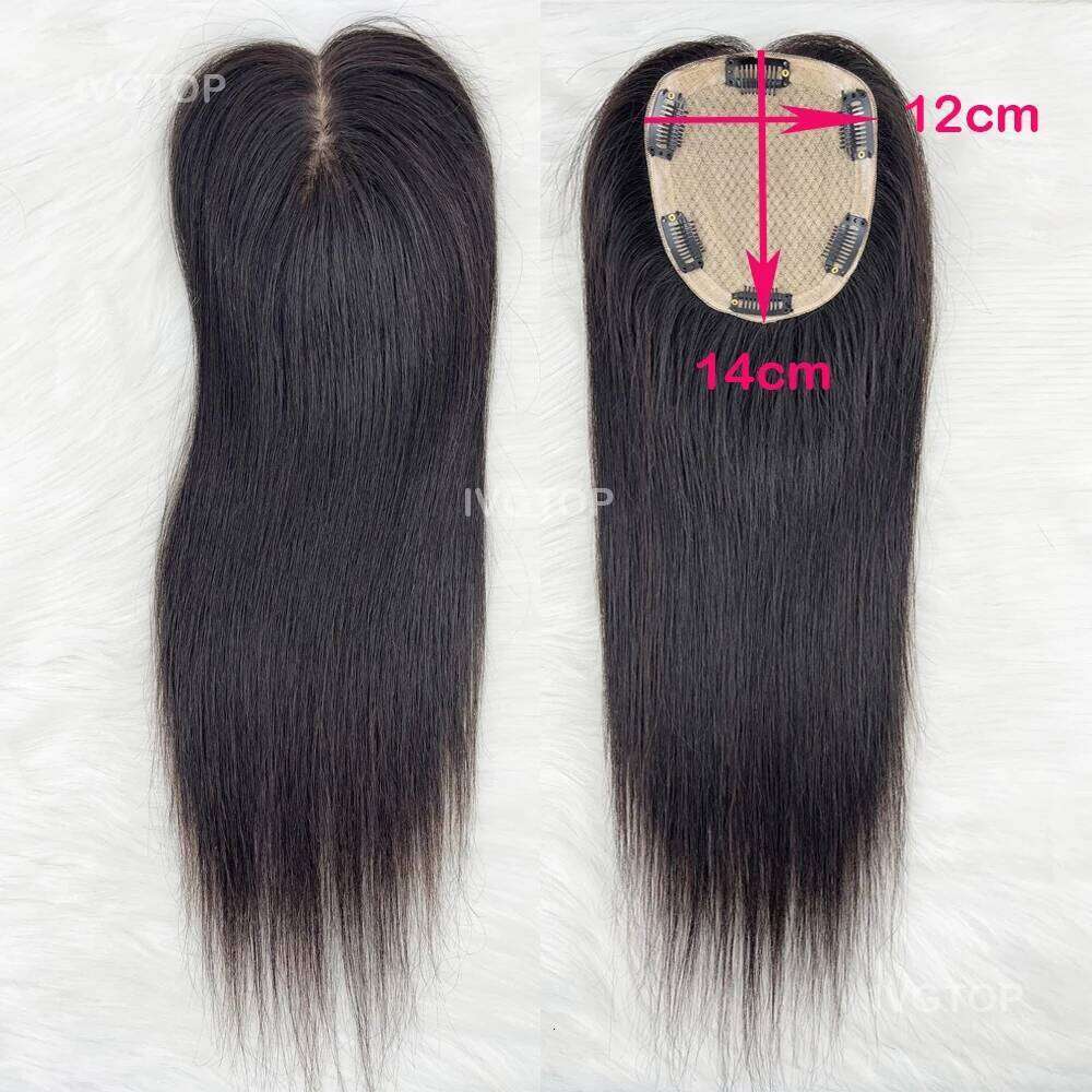 8x12cm Base Topper Human Breathable Silk Top Virgin European Remy Hair Piece with Clips in Toupee Free Part