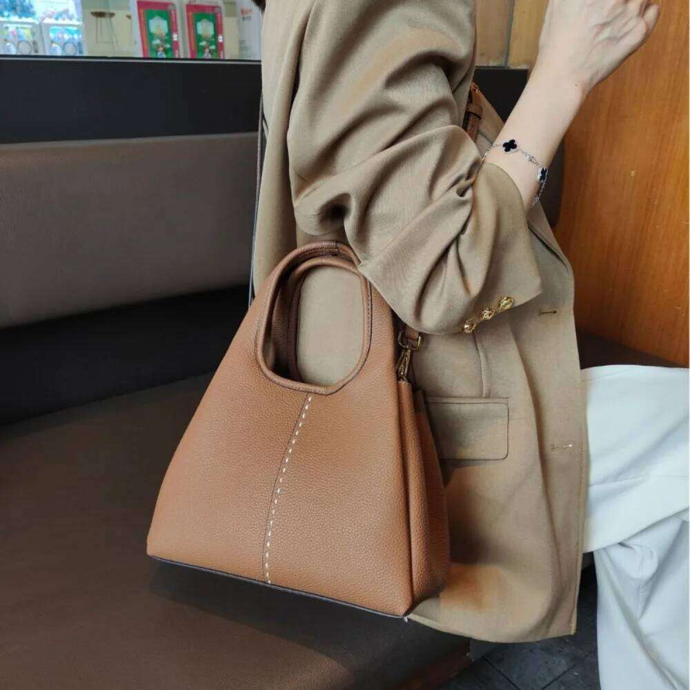 Soft All-match Commuter Panelled Bucket New Moda Personalized Leather Texture Purses Elegant Women Crossbody Bag