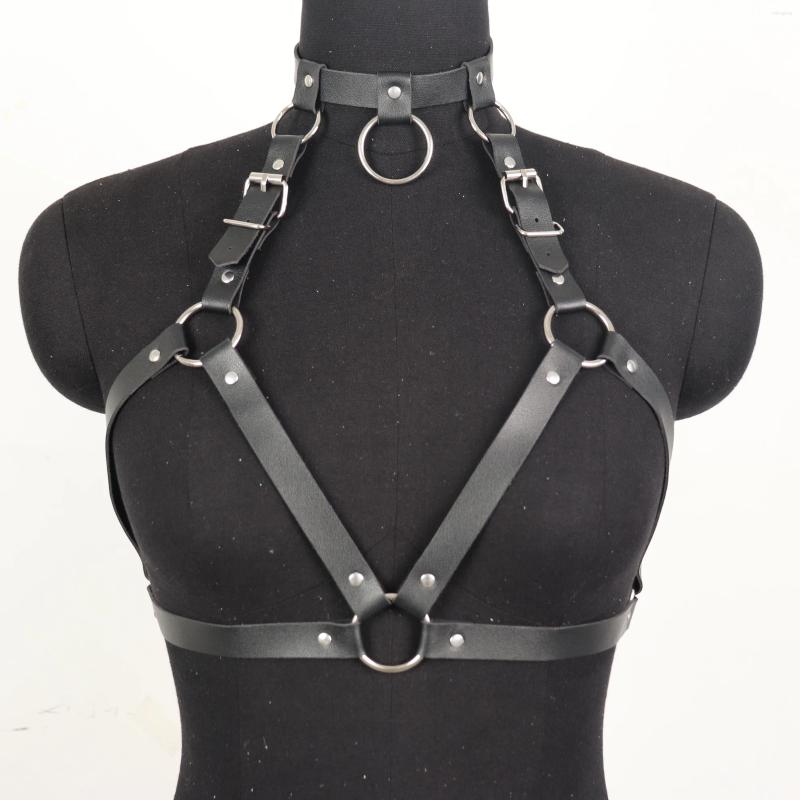 Stage Wear Punk PU Leather Harness Women Belt Sexy Body Suspender Bondage Lingerie Bra Cage Goth Garters Daily Clothing Accessories