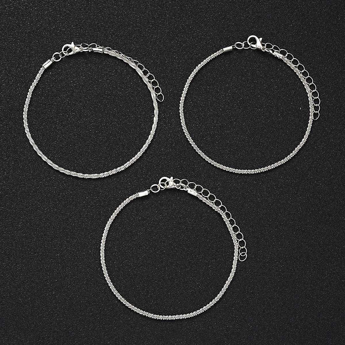 3 Pcs Sparkling Chain Anklet Sets for Women Zircon Heart MultiLayer Copper Bracelet On Leg Foot Trendy Summer Beach Jewelry Gift S250723