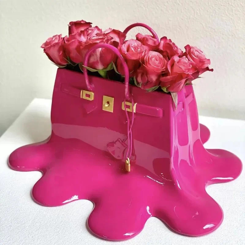 Boho Large Resin Flowers Bag Vase Speedy Room Decor Study Office Dining Table Vase Bag Living Room Bag Vase Sculpture 250721