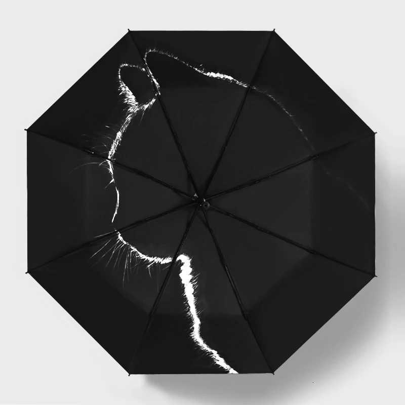 Cartoon Cat Umbrella Female Sun and Rain Dual-purpose Folding Umbrella Parasol Automatic Student Sun Protection Ultraviolet Sun R250725