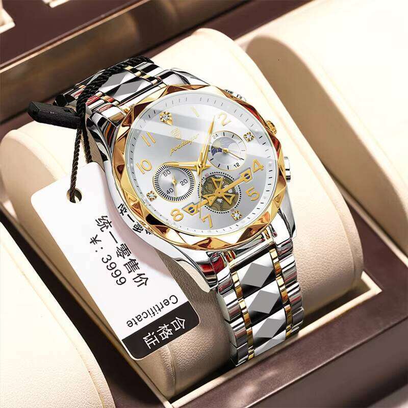 DHwatches POEDAGAR 972 Golden Reloj Montre Business Original Fashion Luminous Dial Wrist Watch for Men