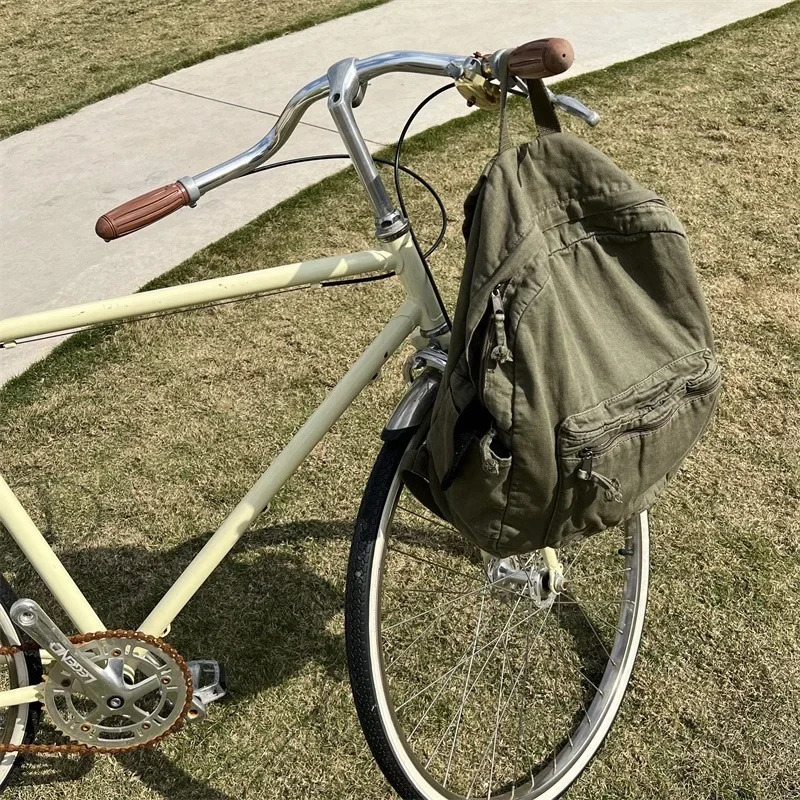 Vintage Backpack for Women Canvas Women Rucksack Zipper Casual Medium-Capacity Preppy Style Female Bag 250723