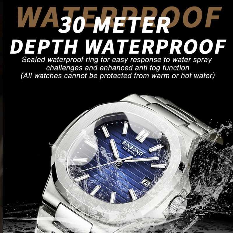 BINBOND Top Brand Luxury Men Quartz Watch Waterproof Date Male Clock Stainless Steel Business Mens Watches Relogio Masculino W250724