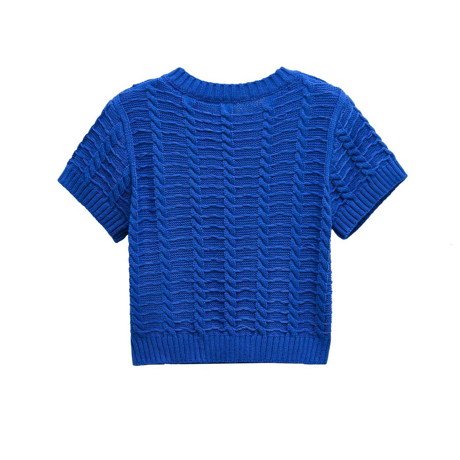3ZBA Women Cropped Knitted Cardigan Slim-Fit O-Neck Short Sleeves Single-Breasted Elastic Hem Solid Top Spring New Chic Sweater X250724