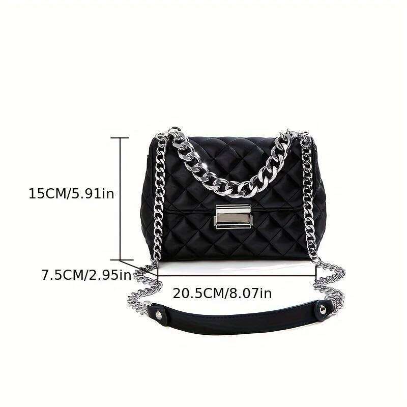 Fashion High-Grade Messenger Chain One-Shoulder Sewing Small Square Bag, Dia Check Lock Design MDNG