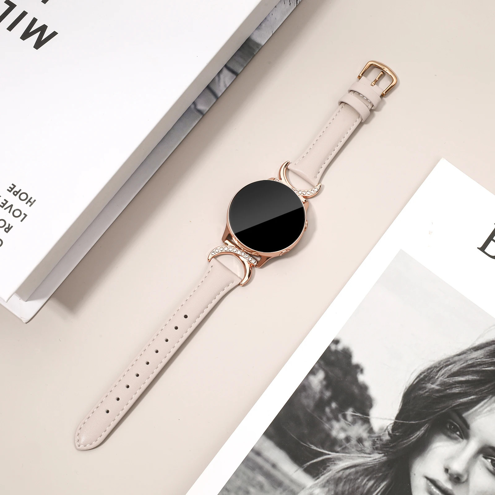 Leather strap compatible with Watch 7/6/5/4 Classic strap 40/42/44/43/45/46/47mm Stylish 20mm strap for women 250723