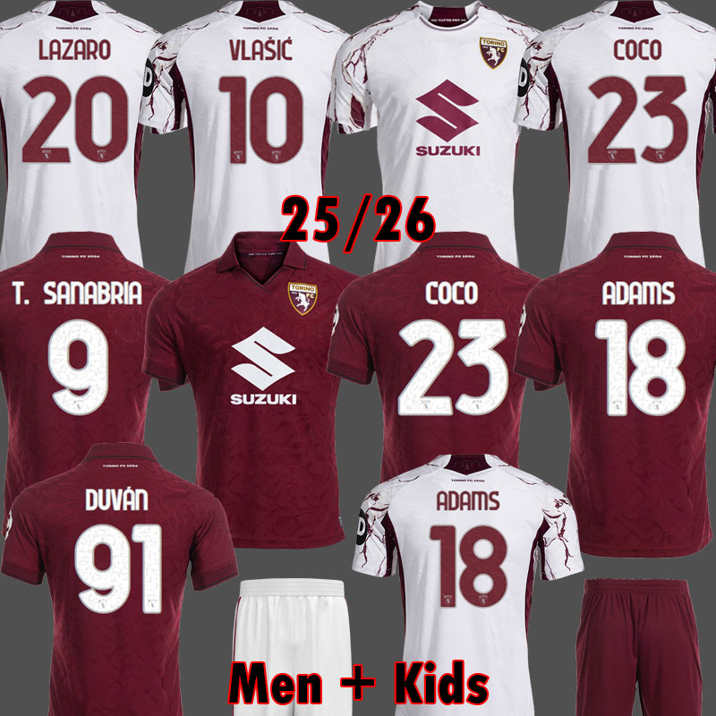 Torino FC Soccer Jerseys VLASIC Limited Edition 2025 2026 ADAMS RICCI LAZARO T. SANABRIA LLIC DUVAN TFC shirts COCO Home Away 3rd Football Men kids kit away Kit