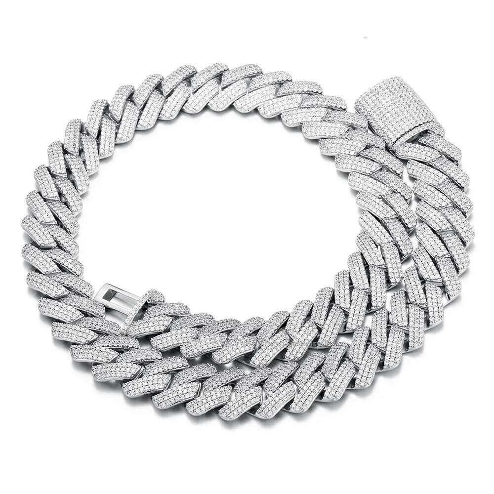 miami cuban link chain necklace designer for men 3 row bling moissanite dia 20MM wide choker iced out chains necklaces prong gold plate rock hip hop j