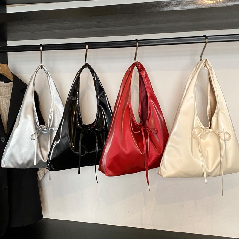 Casual Handbag Women's Shoulder Bag Simple Strap Bow Underarm Bag