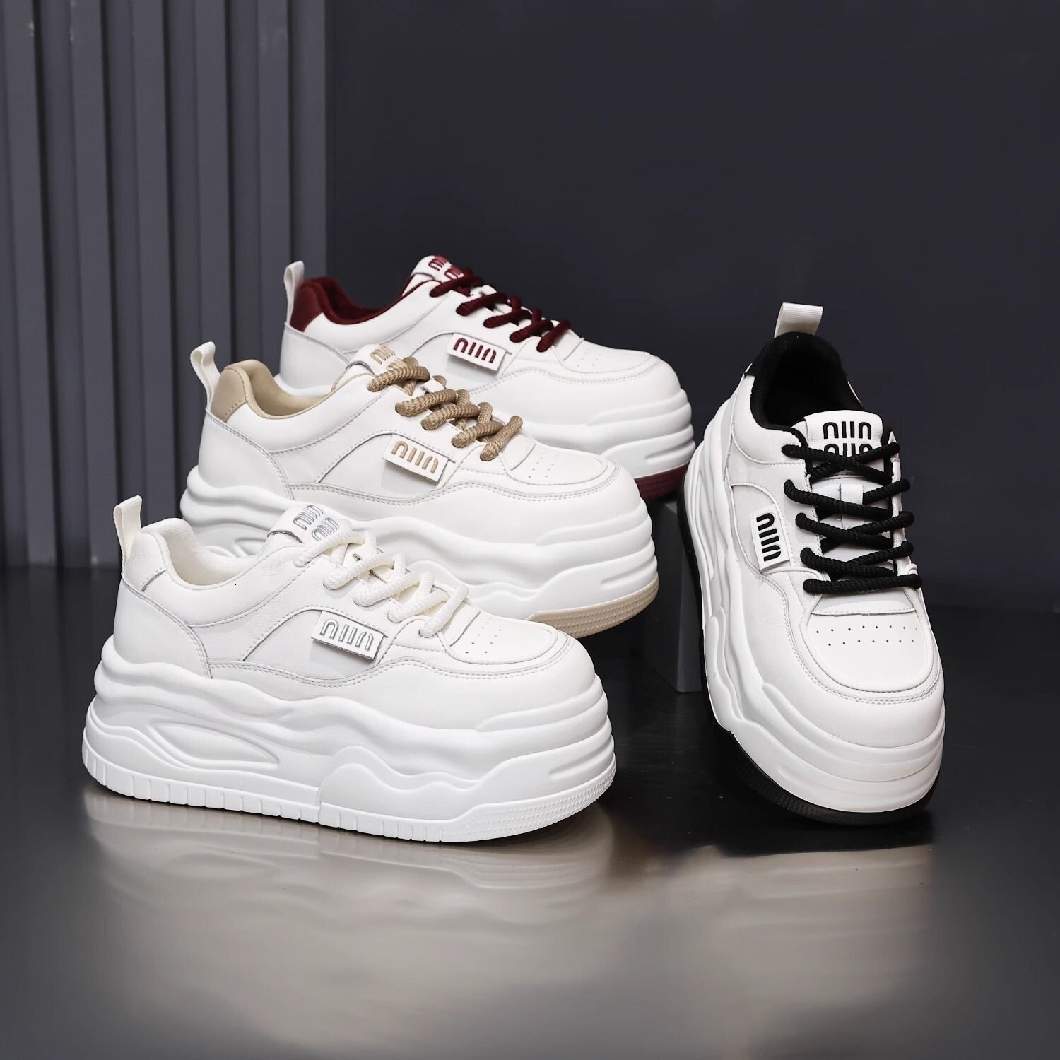 Trendy Super Thick-Soled White Sneakers 2025 Spring New Breathable Platform Soft Sole Fashion Student Casual Shoes ddmythur