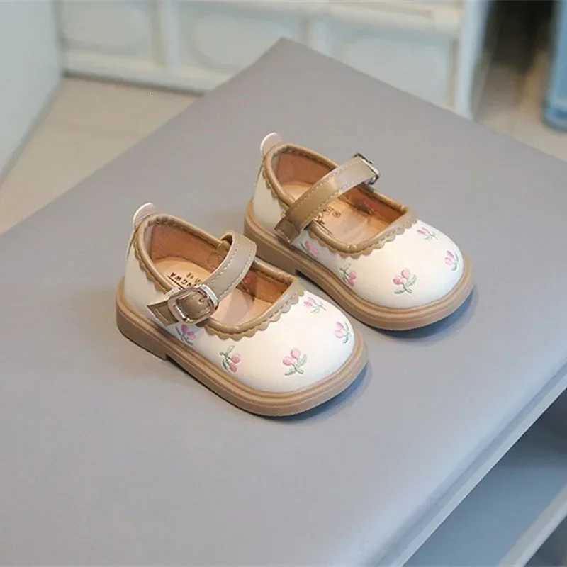 Spring Autumn Girls Soft Leather Shoes Embroidery Flower Princess Sweet Kids National Style Children Flat Mary Janes Dress Shoes XJ250724