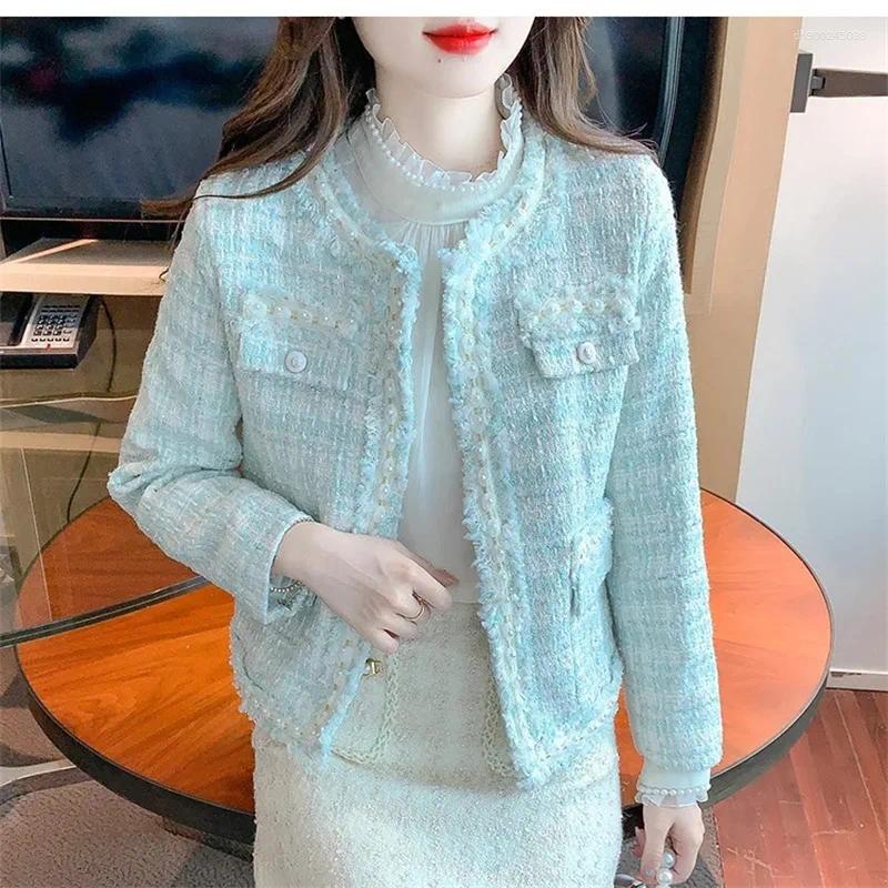Jackets para mujeres 2025 Fragancia francesa Abrigo corto Autumn Temperament All-Patch Avanzed Sense Tweed Clothy Women Chaqueta