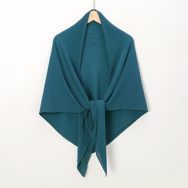 T1298 new solid color pearl chiffon wrinkled large square scarf fashion Malay Indonesia solid color pleated headscarf scarf