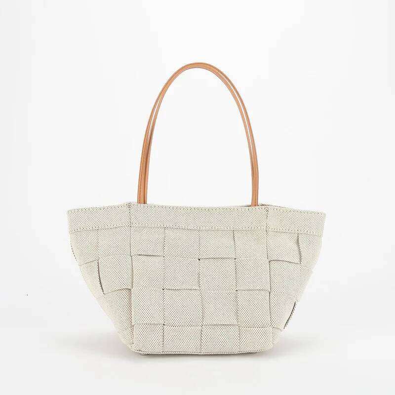New Women Woven Handbag Simple Stylish Bucket Denim Shoulder Crossbody Bag