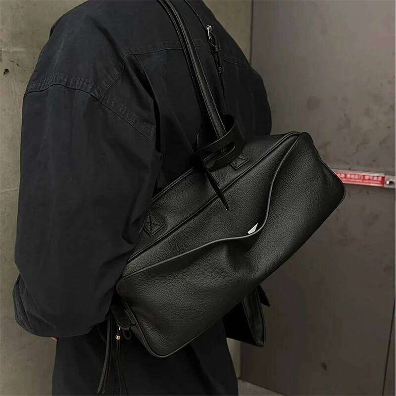 Genuine Leather Handbag Brand Lychee Pattern Bowling High-end Shoulder Versatile Casual Business Underarm Bag New