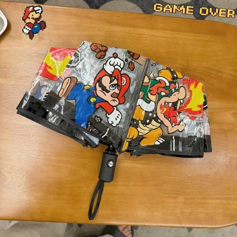 Super Mario Bros Automatic Umbrella Transparent Solid Color Manual Umbrellas Cartoon Outdoor Rain Umbrella Fashion Portable Gift R250724