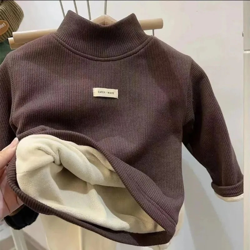 Childrens Autumn Winter Half High Neck Pullover Long Sleeve Bottom Shirt Kids Baby Boys Girls Clothing Tops 250724