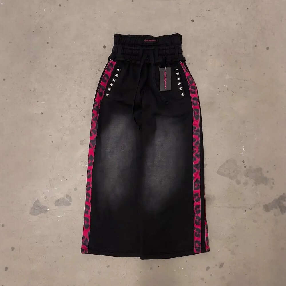 Trendy Fake Two-Piece Wide-Leg Pants Printed Series Youth Couple Round Neck T-Shirt