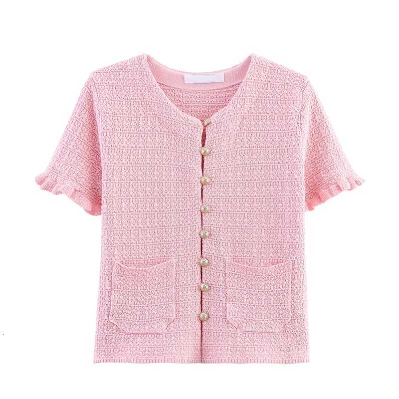 YENKYE European and American Style Fashionable Versatile Knit Cardigan Women Front Button with Pockets Short Sleeve Summer Top X250724