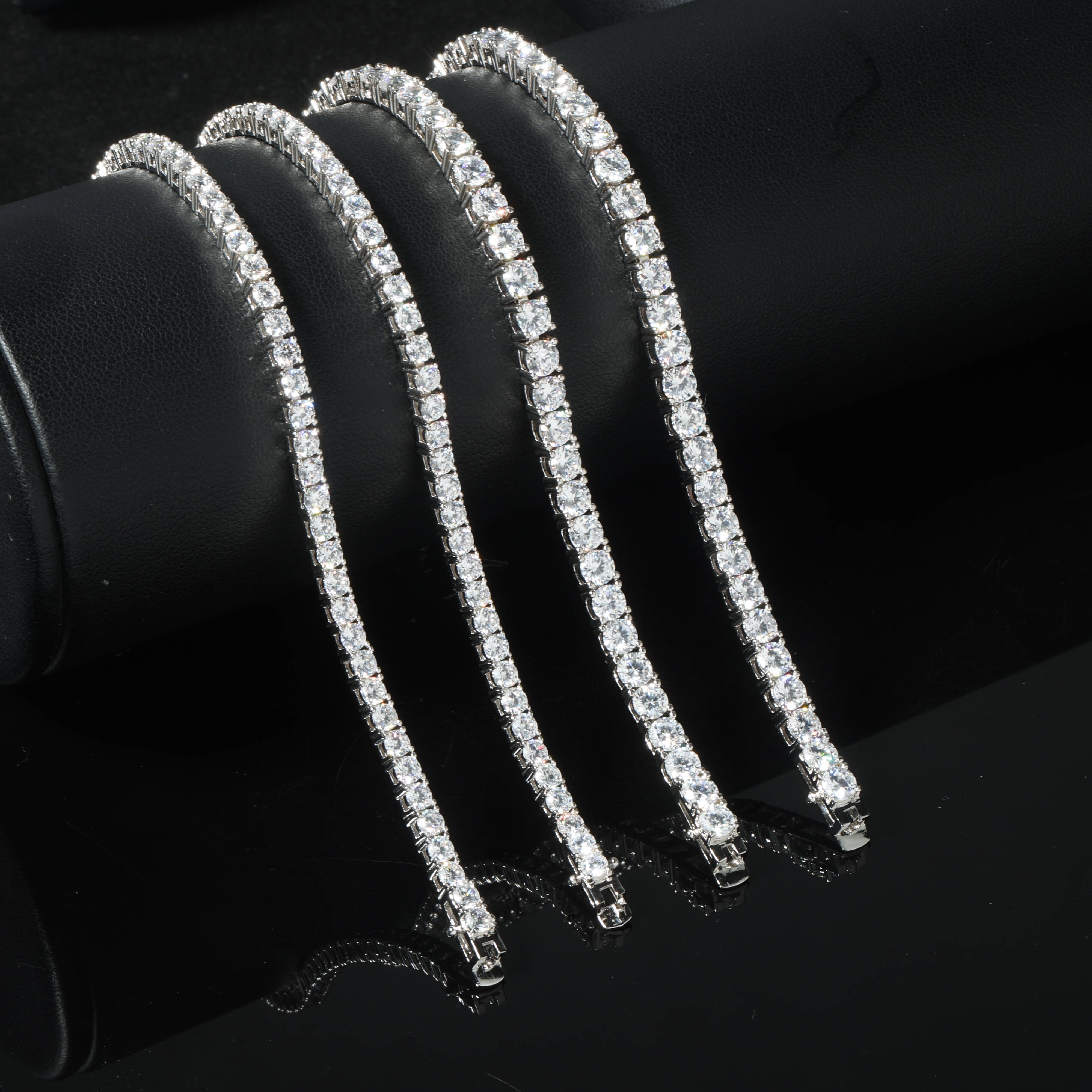 Factory Wholesale 925 Sterling Silver Vvs Moissanite Diamond Tennis Chain Necklace Cuban Link Chain Women Fine Jewelry 3mm 4mm